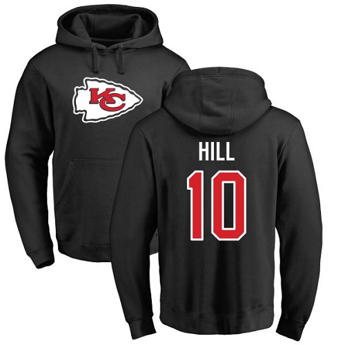 Men Kansas City Chiefs #10 Hill Tyreek Black Name and Number Logo Pullover Hoodie->kansas city chiefs->NFL Jersey
